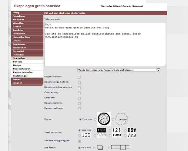 Skapa gratis hemsida med Nogg